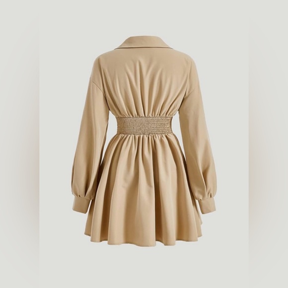 NWT MOD Plus Drop Shoulder Fold Pleated Detail Dress - size 1X color Khaki - Picture 4 of 7